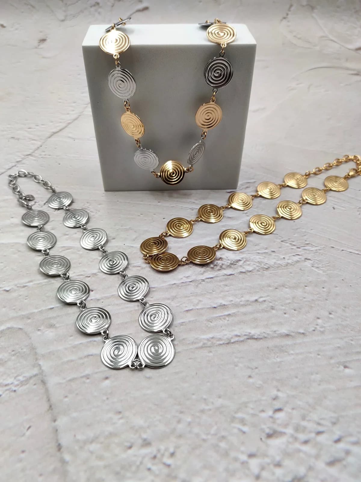Stainless Steel Necklace with Circles and Spirals by Magis Handmade Jewels