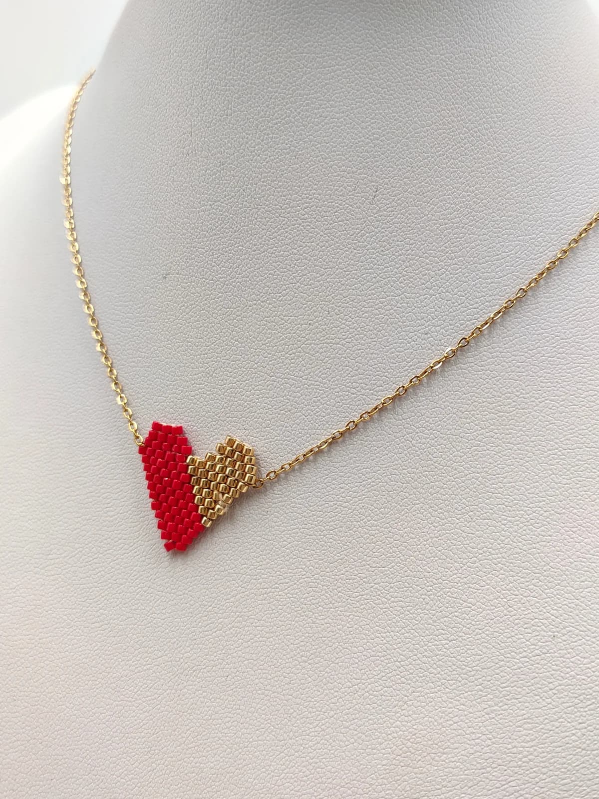 Stainless Steel Necklace with Miyuki Beads and Heart by Magis Handmade Jewels