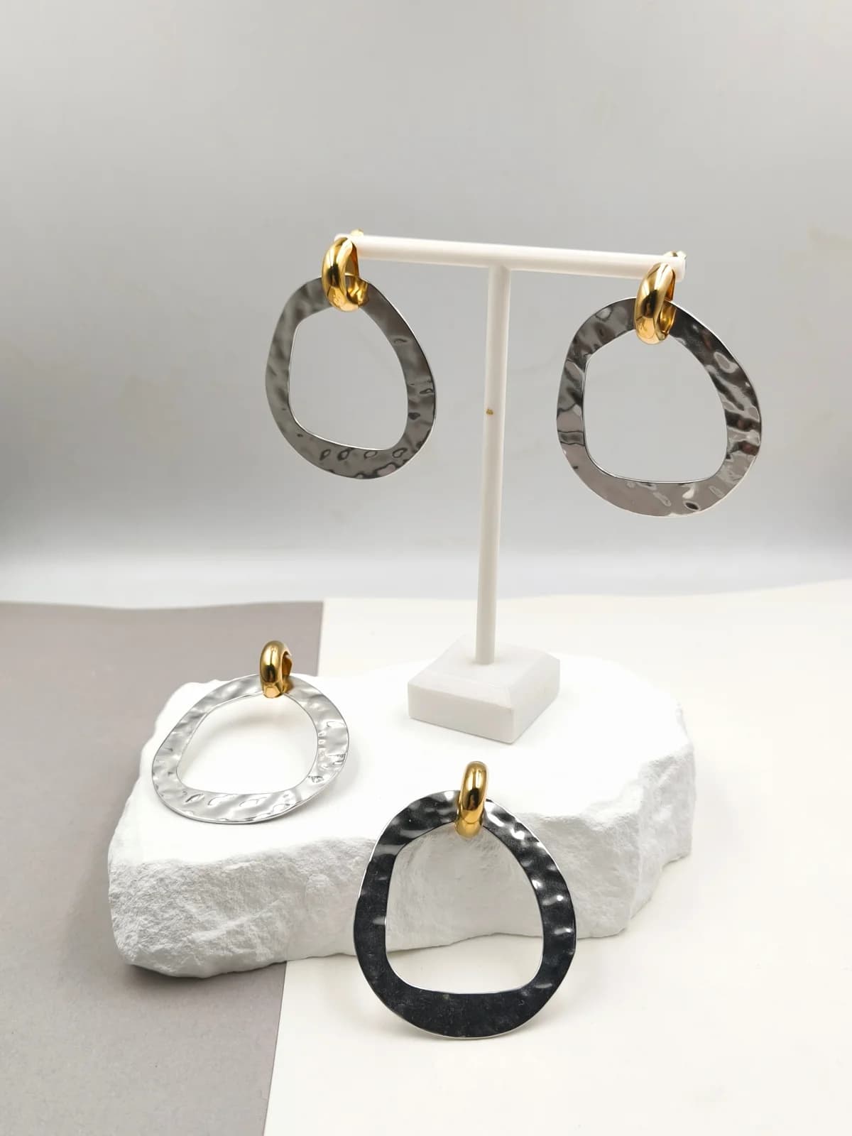 Stainless Steel Two-Tone Earrings by Magis Handmade Jewels