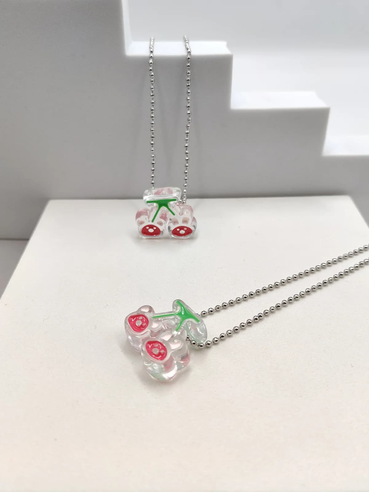 Long Necklace with Acrylic Cherries by Magis Handmade Jewels