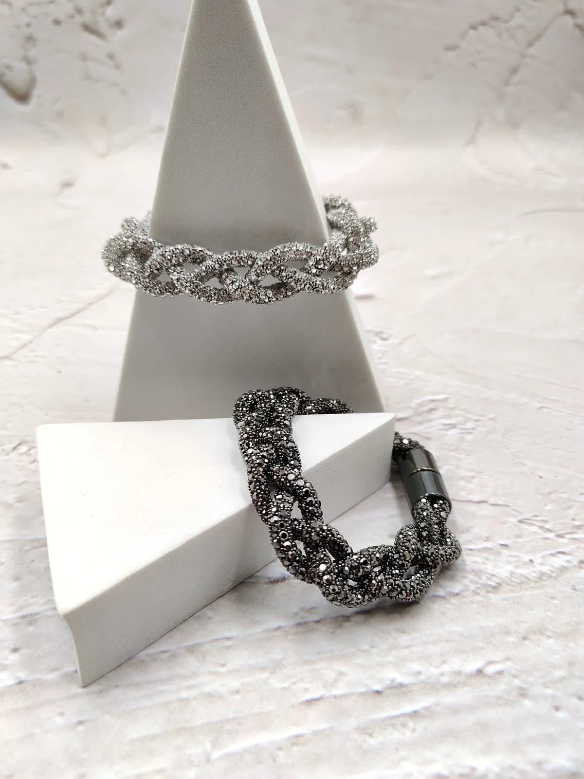 Braid Bracelet with Rhinestones and Crystals by Magis Handmade Jewels