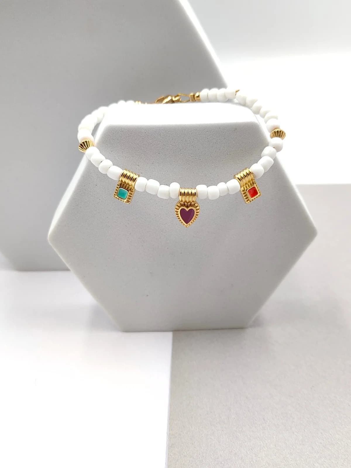 Bracelet with Beads and Gold-Plated Enamel Details by Magis Handmade Jewels