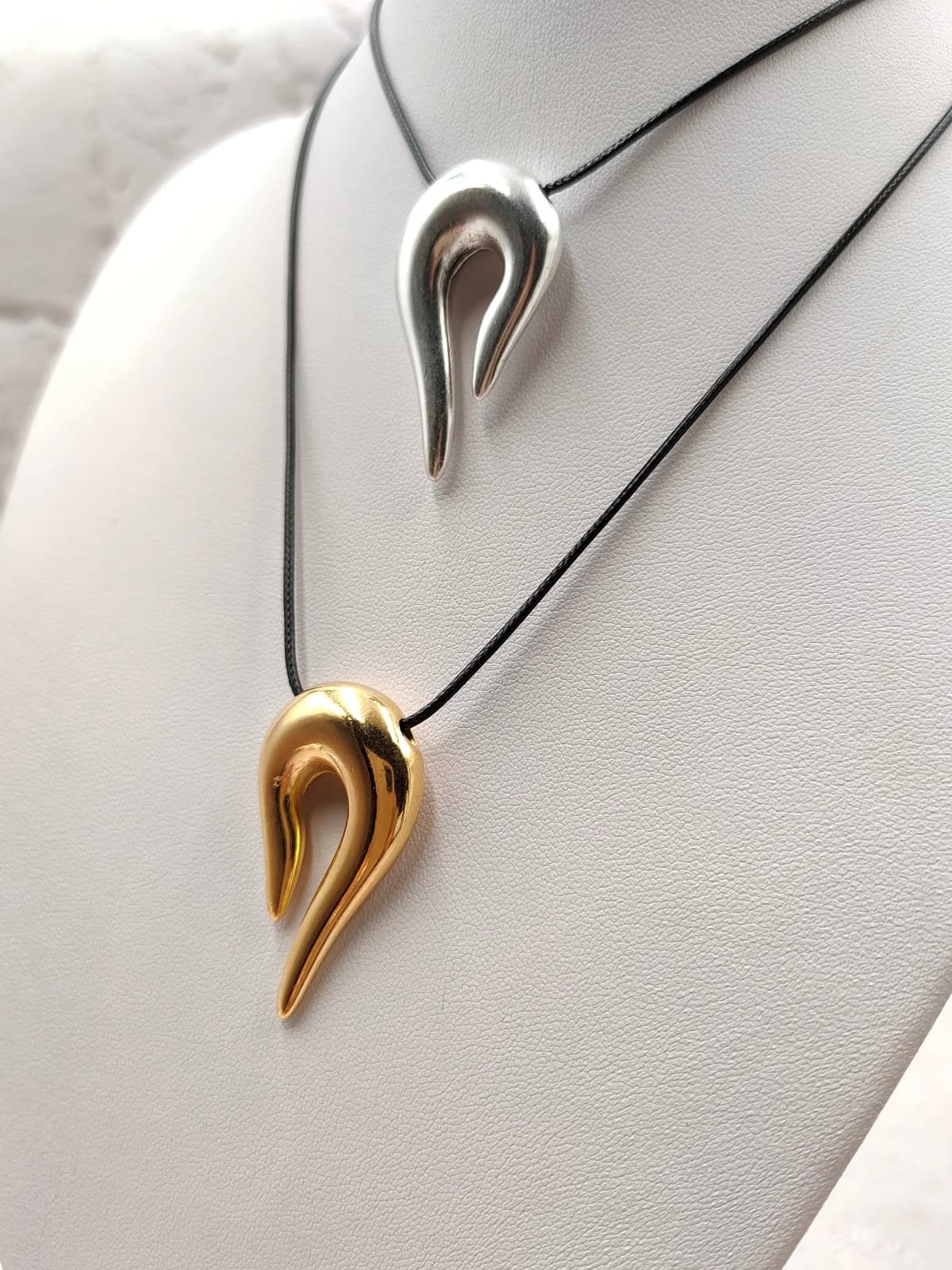 Long Necklace with Cord and Irregular Motif by Magis Handmade Jewels
