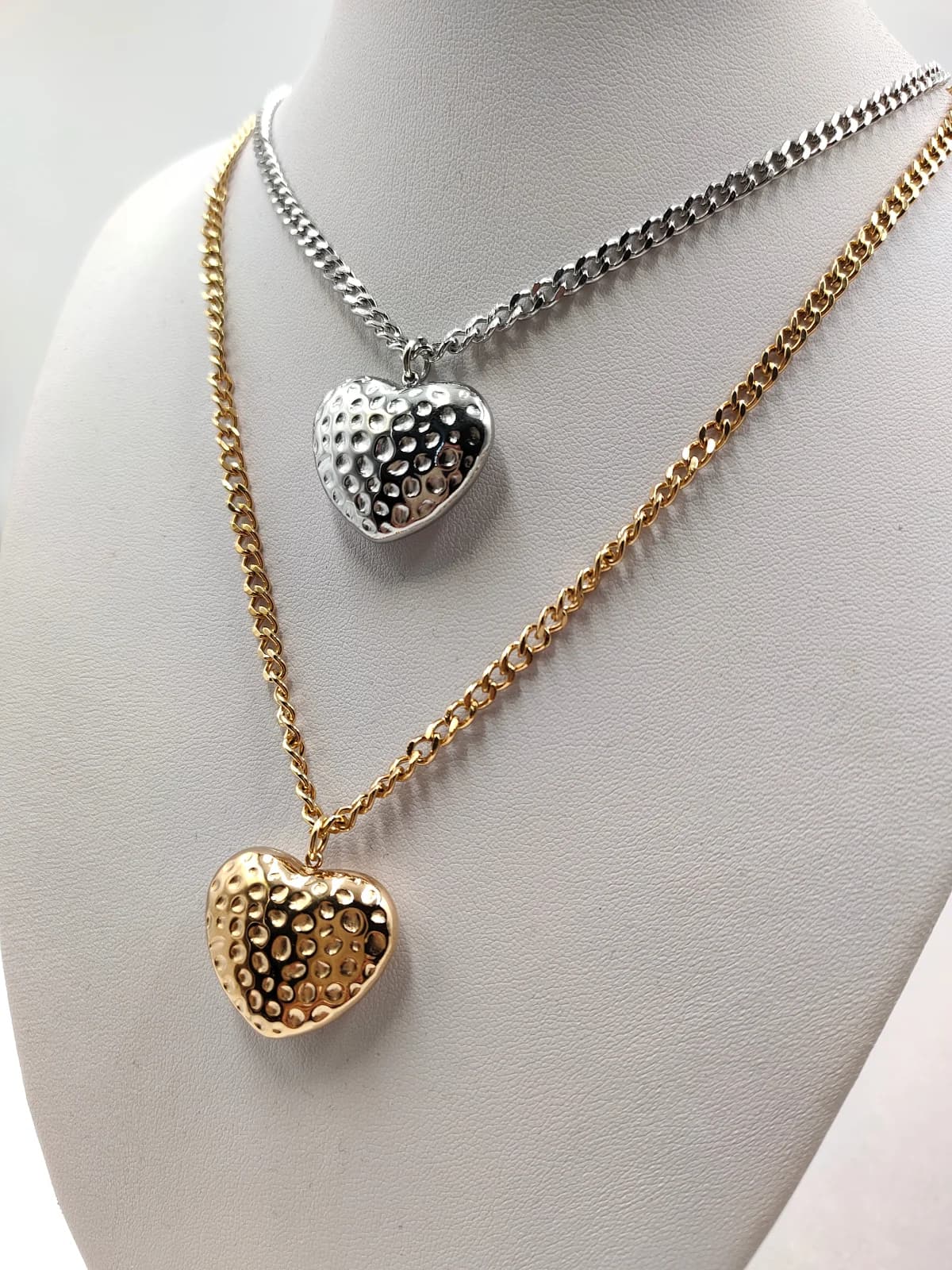 Stainless Steel Necklace with Embossed Heart by Magis Handmade Jewels