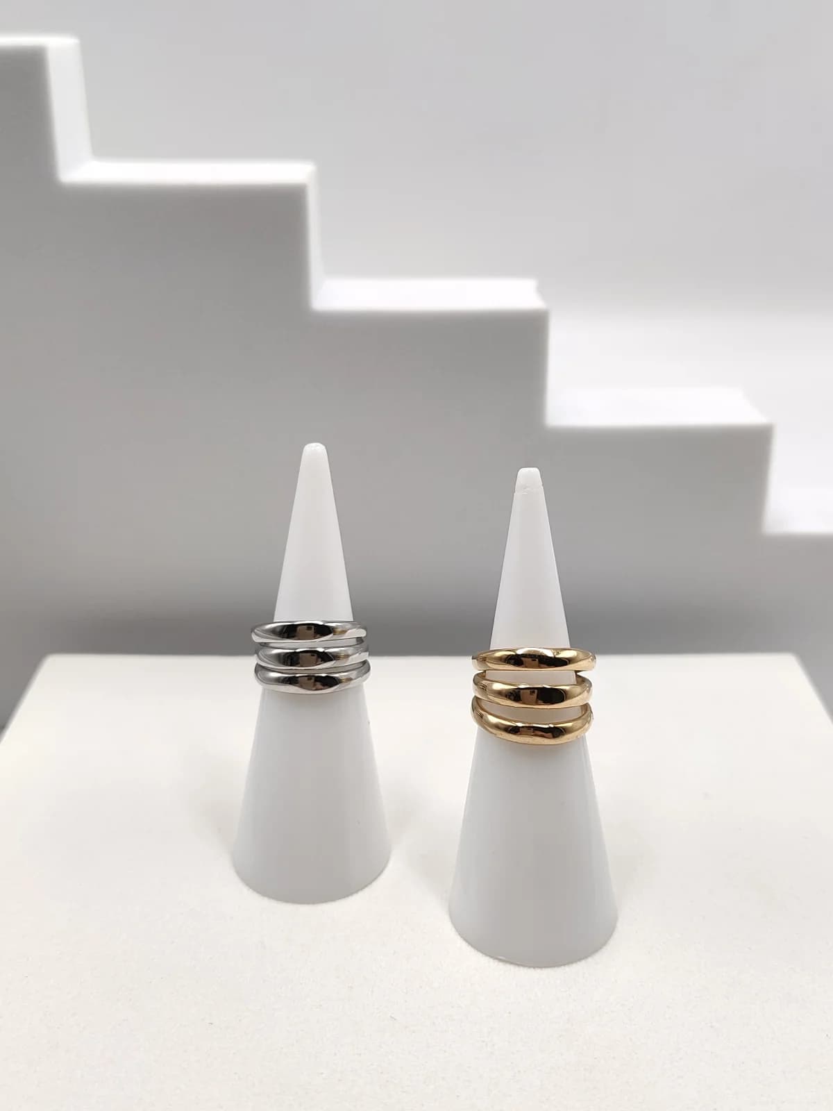 Stainless Steel Triple Signet Ring by Magis Handmade Jewels