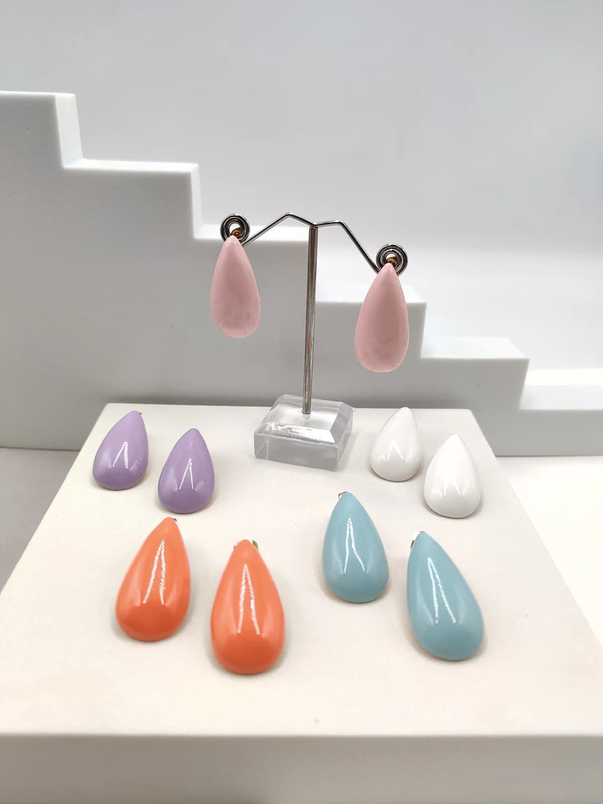 Stainless Steel Drop Earrings with Enamel by Magis Handmade Jewels