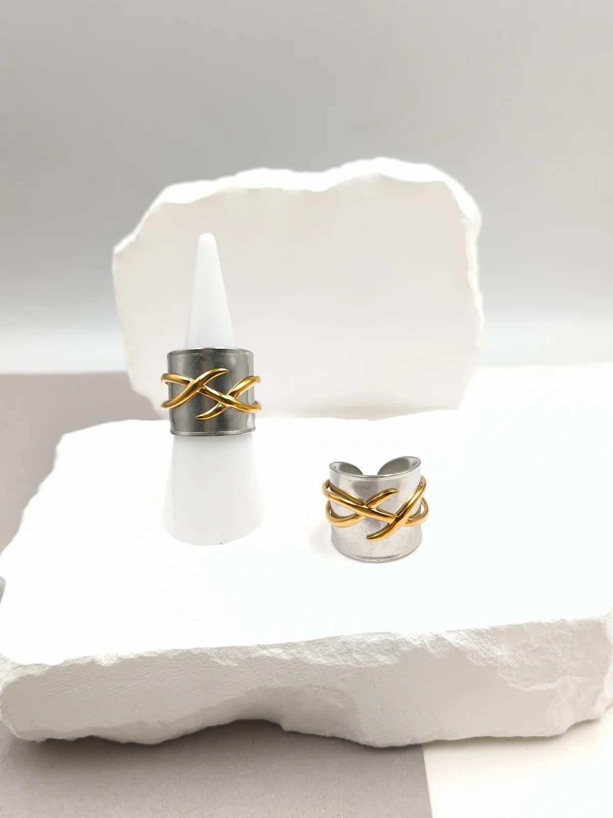 Stainless Steel Double Two-Tone Ring by Magis Handmade Jewels