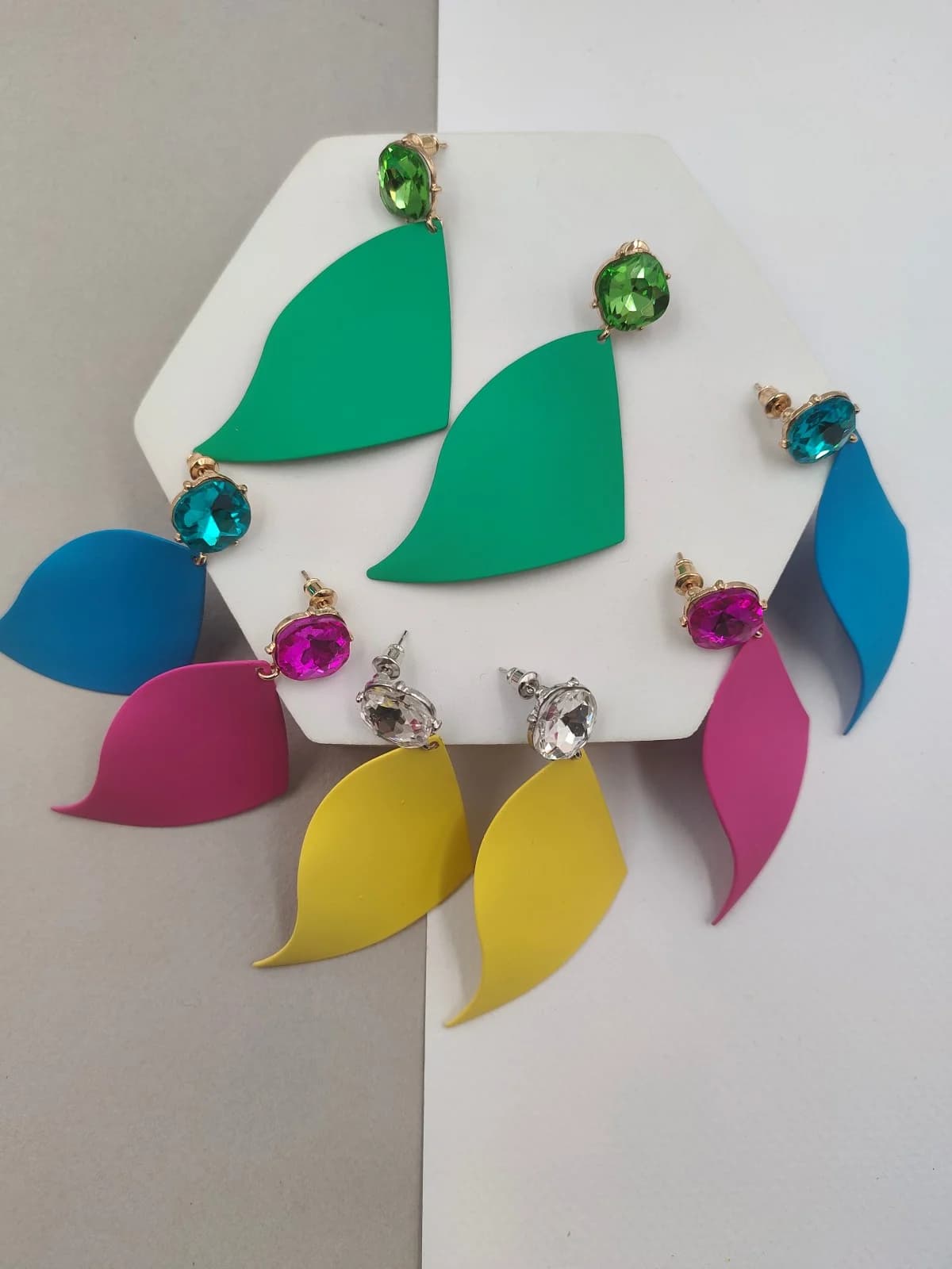 Metal Earrings with Rhinestones and Rubber Face by Magis Handmade Jewels