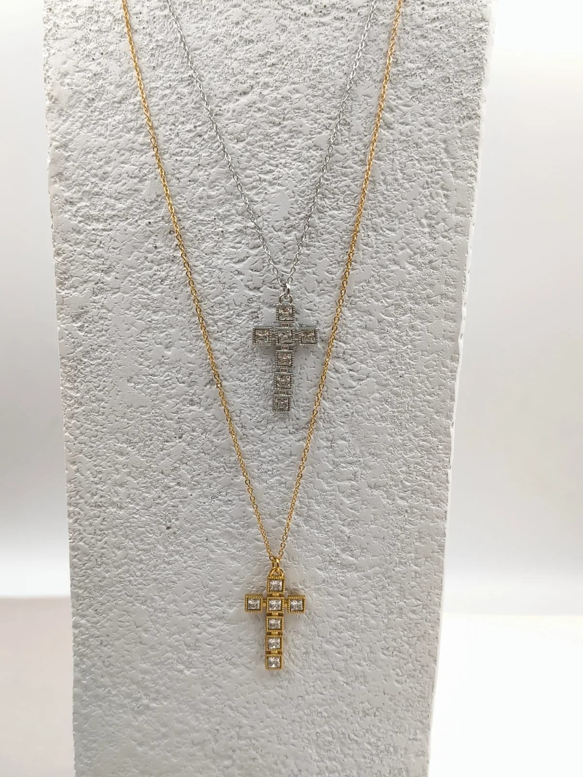 Stainless Steel Necklace with Cross and Zircon by Magis Handmade Jewels