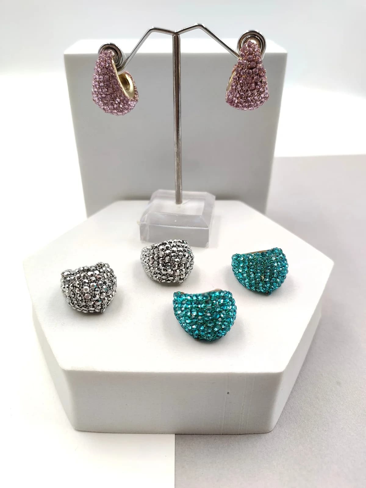 Gold-Plated Earrings with Rhinestones by Magis Handmade Jewels