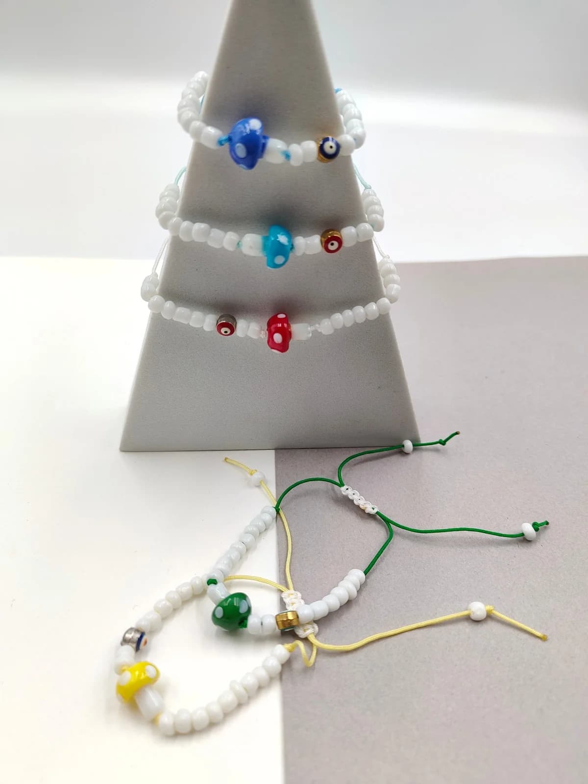 Bracelet with Beads and Murano Glass Mushroom by Magis Handmade Jewels