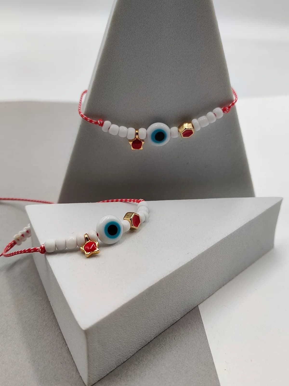 Traditional March Bracelet with Gold-Plated Details, Enamel and Evil Eye by Magis Handmade Jewels
