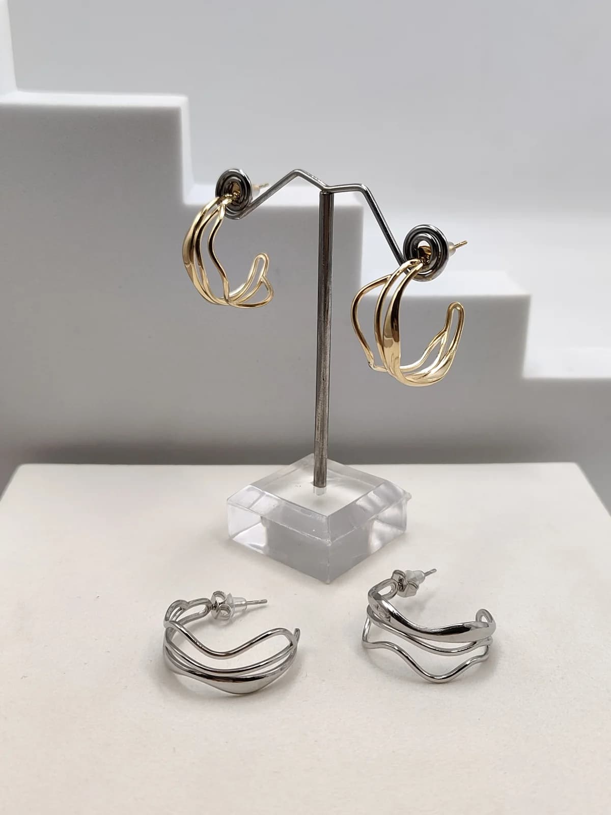 Stainless Steel Multi-Strand Hoop Earrings by Magis Handmade Jewels