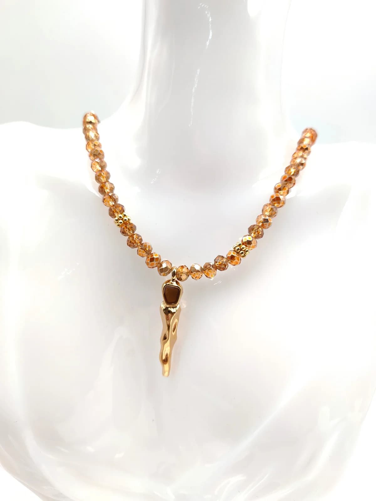 Necklace with Crystal Beads and Gold-Plated Detail by Magis Handmade Jewels