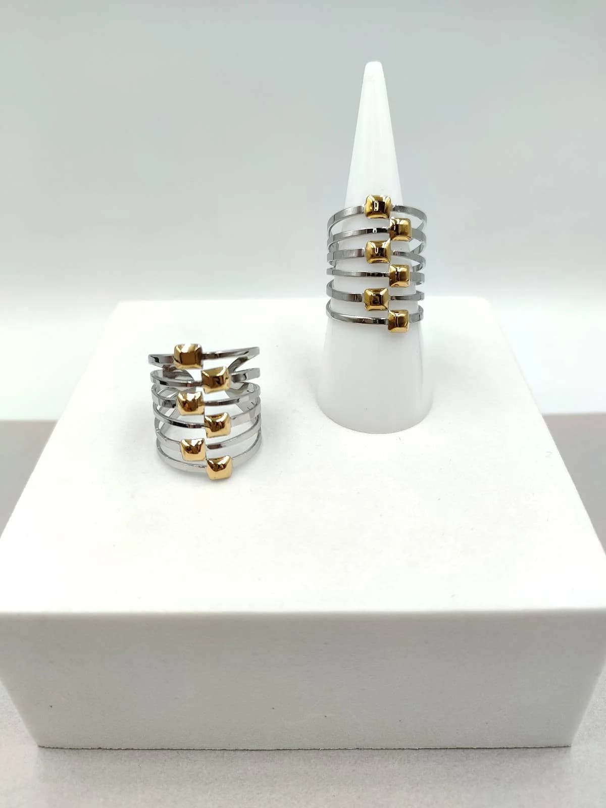 Stainless Steel Multi-Strand Two-Tone Ring by Magis Handmade Jewels