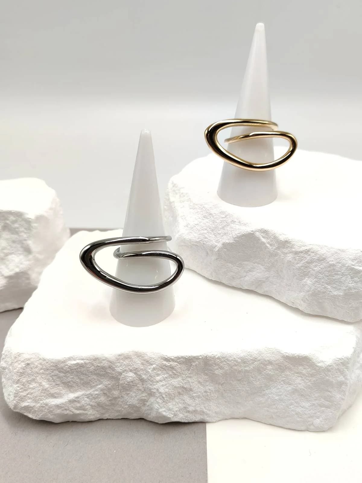 Stainless Steel Ring with Oval Twisted Design by Magis Handmade Jewels