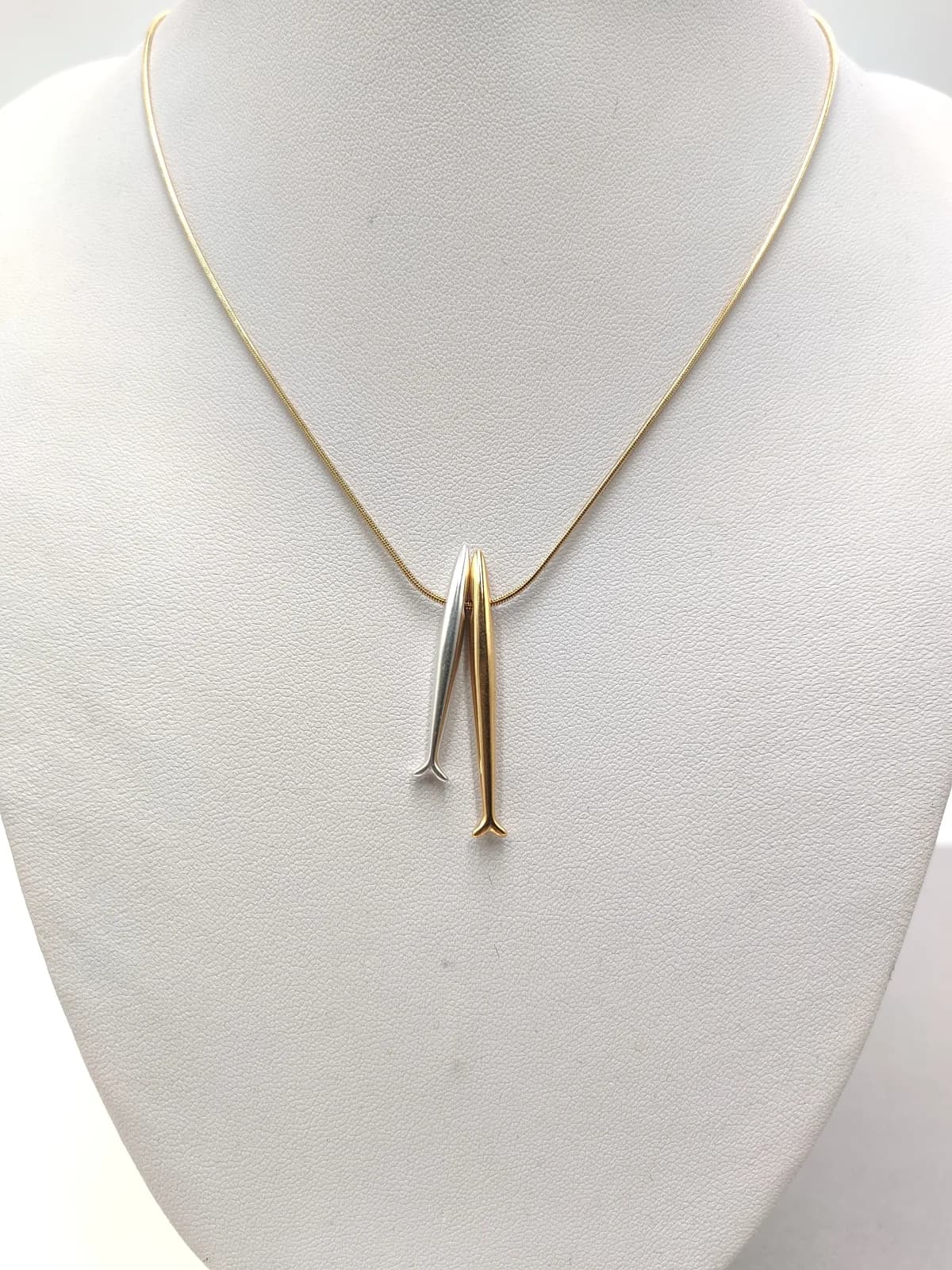 Stainless Steel Two-Tone Necklace with Fish by Magis Handmade Jewels