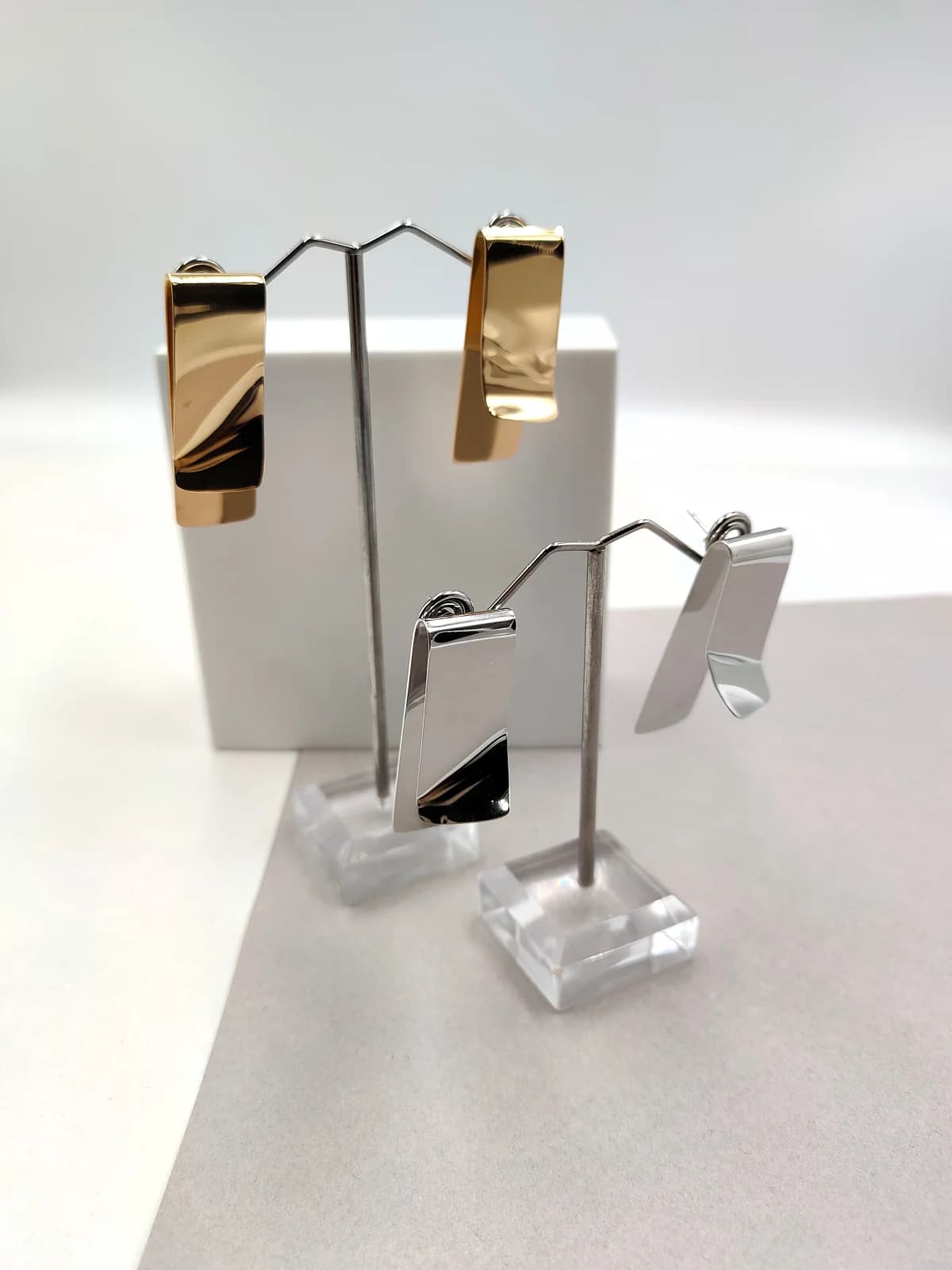 Stainless Steel Earrings with Folded Design by Magis Handmade Jewels
