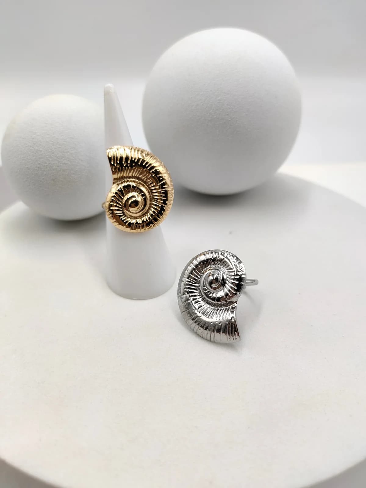 Stainless Steel Ring with Embossed Seashell by Magis Handmade Jewels