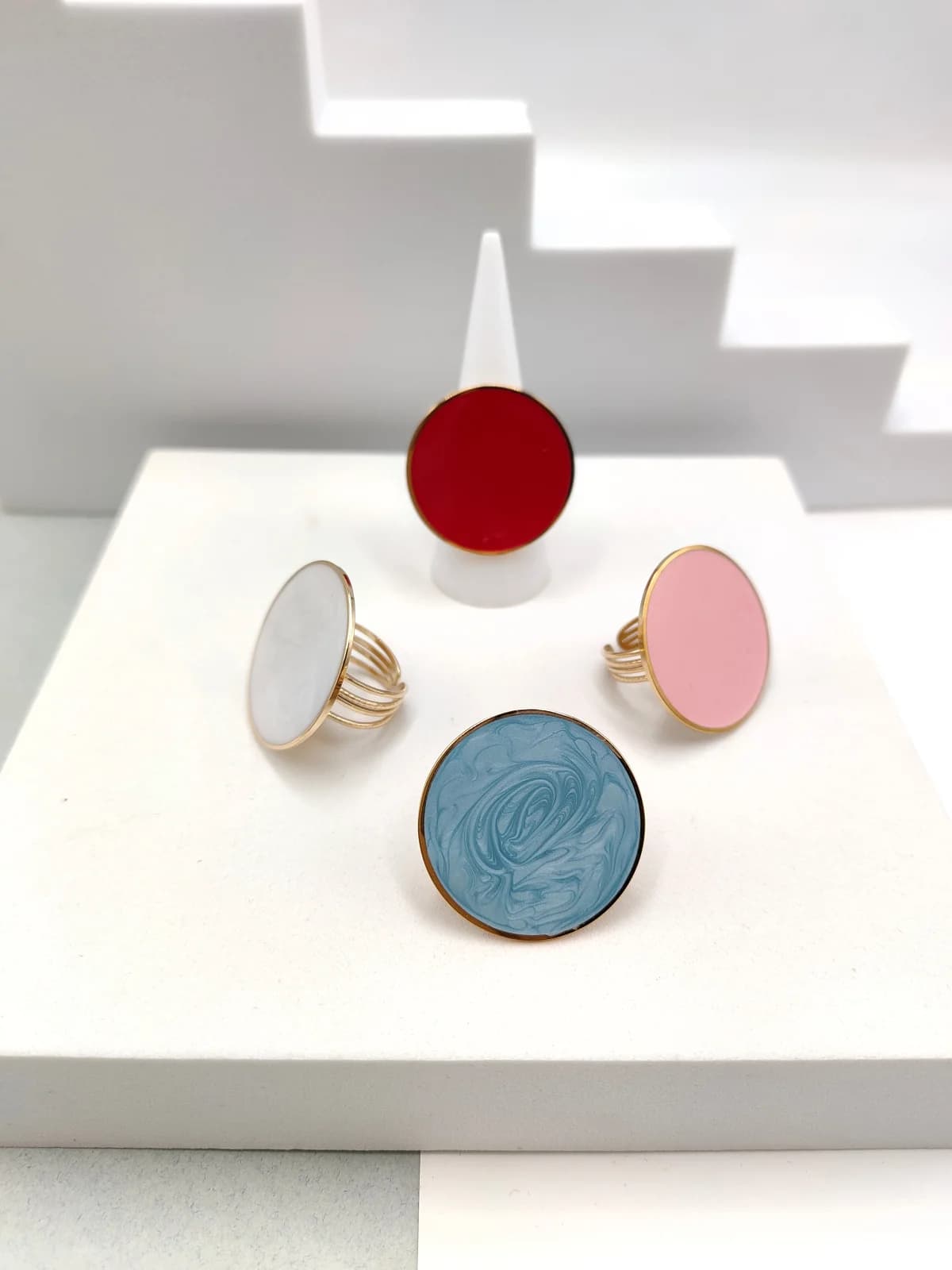 Stainless Steel Round Ring with Enamel by Magis Handmade Jewels