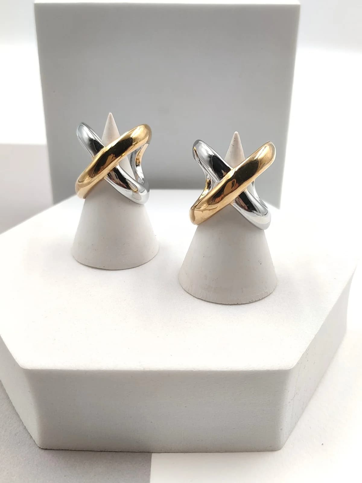 Stainless Steel Crossover Two-Tone Ring by Magis Handmade Jewels