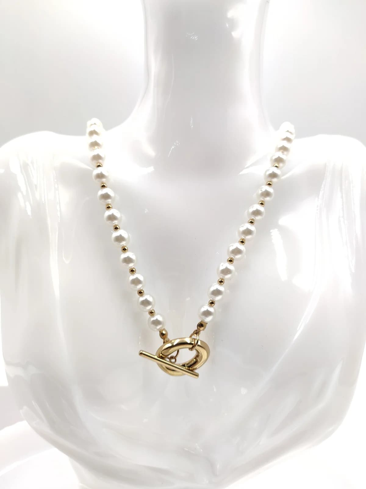 Stainless Steel Necklace with Pearls by Magis Handmade Jewels