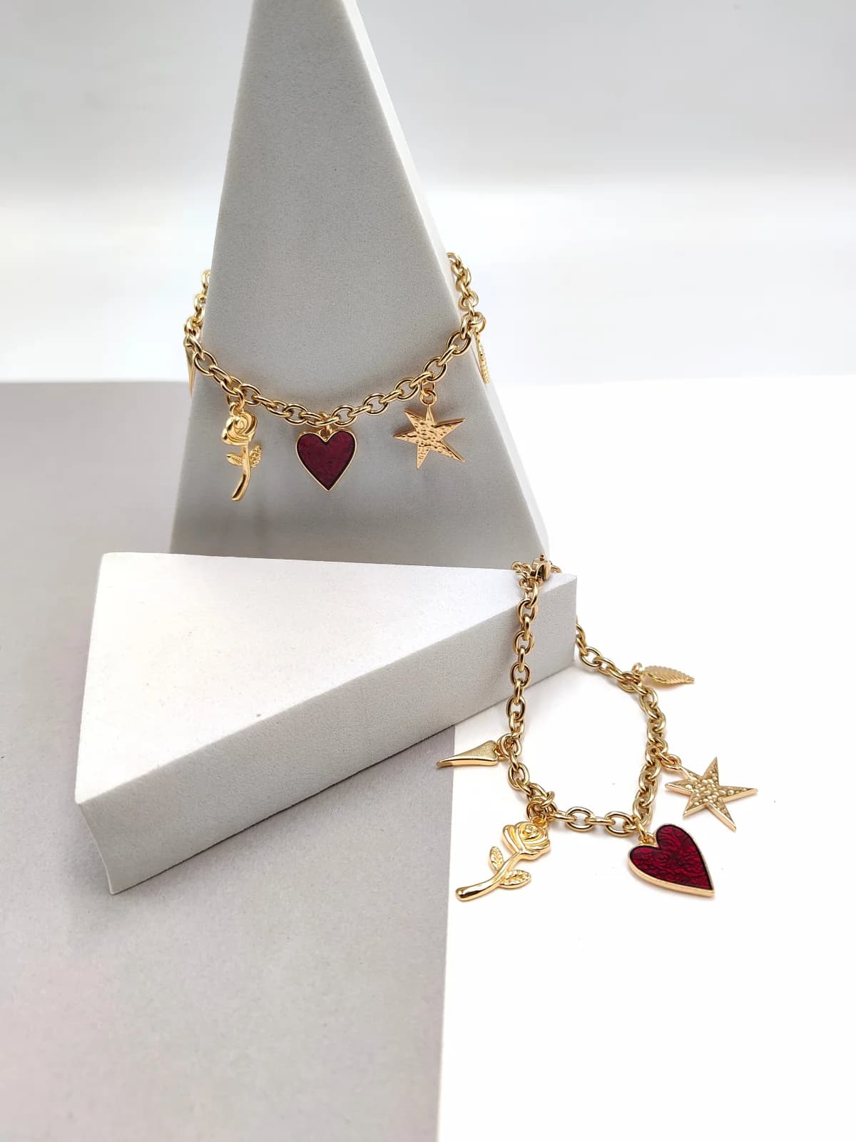 Stainless Steel Bracelet with Gold-Plated Details and Enamel by Magis Handmade Jewels