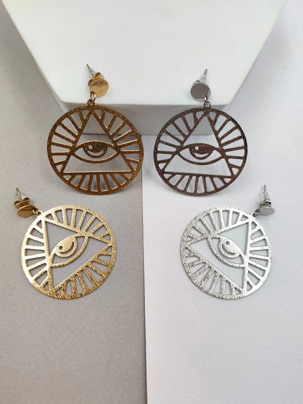 Stainless Steel Earrings with Evil Eye by Magis Handmade Jewels