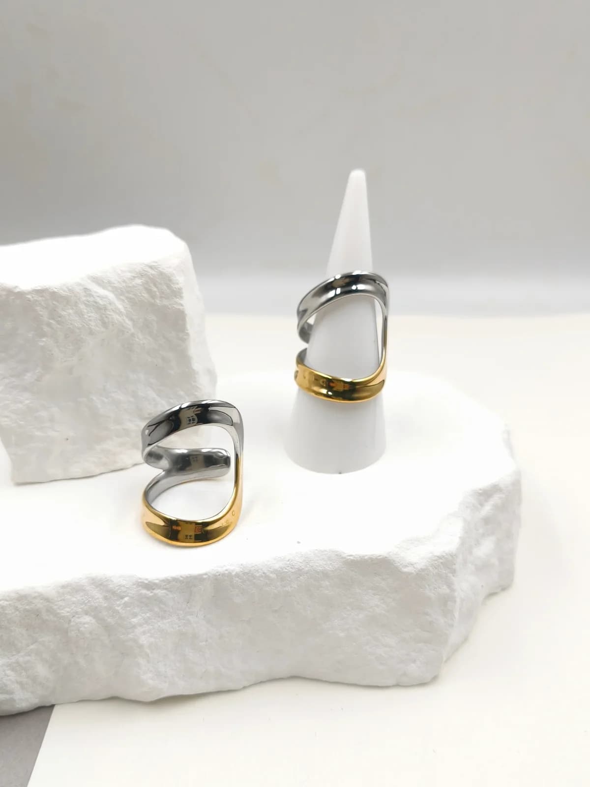 Stainless Steel Two-Tone Ring with Opening by Magis Handmade Jewels