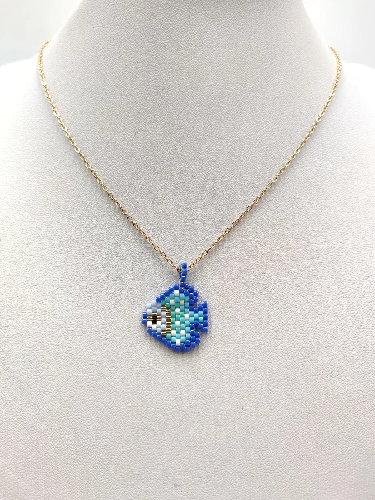 Stainless Steel Necklace with Miyuki Beads and Fish Design by Magis Handmade Jewels