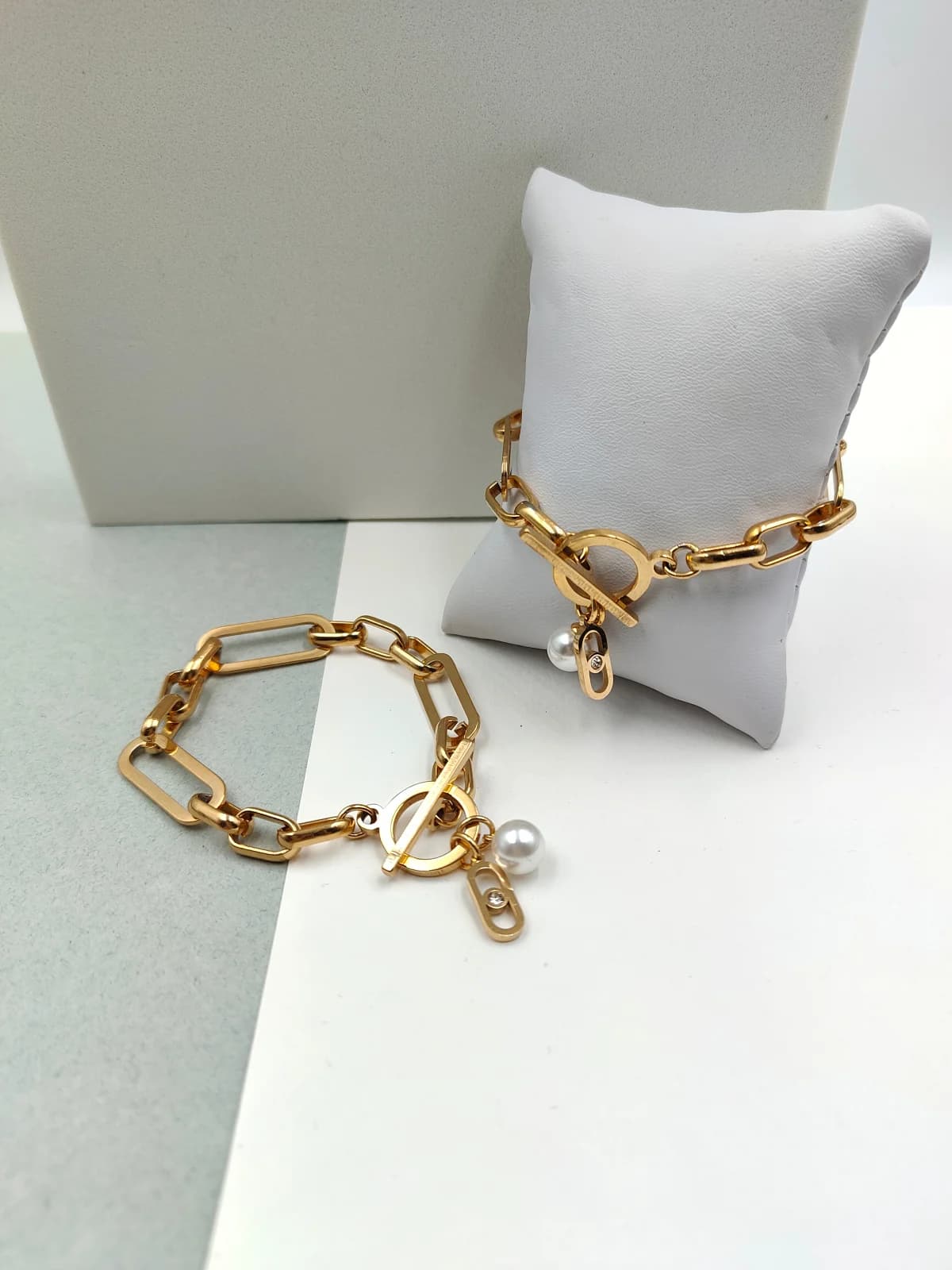 Stainless Steel Bracelet with Pearl and Crystal by Magis Handmade Jewels