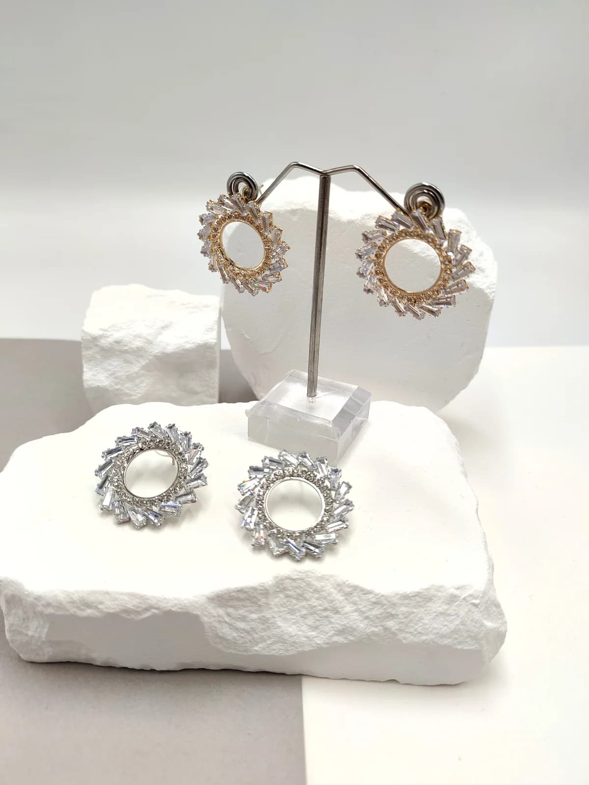 Gold-Plated Earrings with Rhinestones by Magis Handmade Jewels