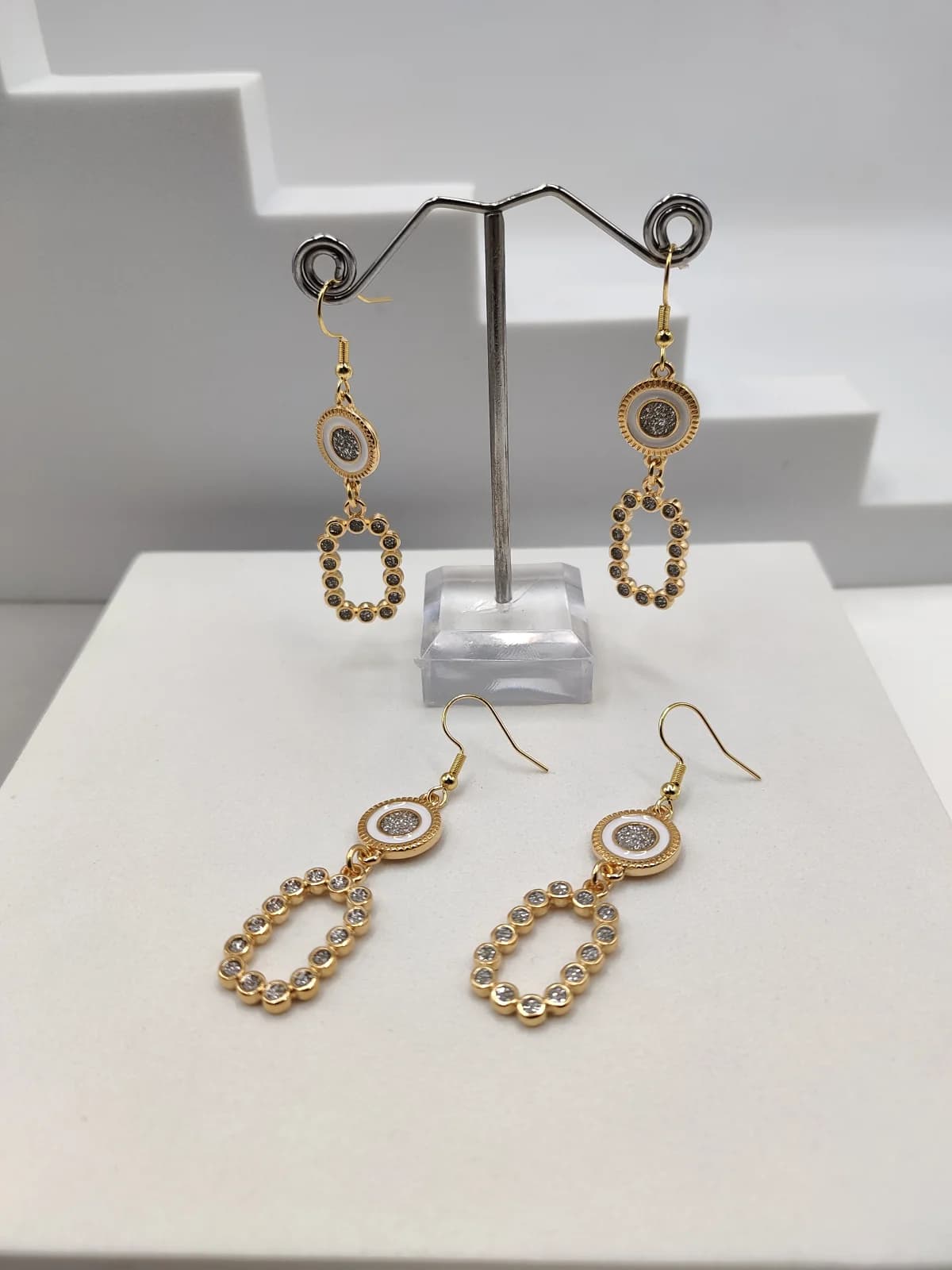 Gold-Plated Earrings with Enamel and Glitter by Magis Handmade Jewels