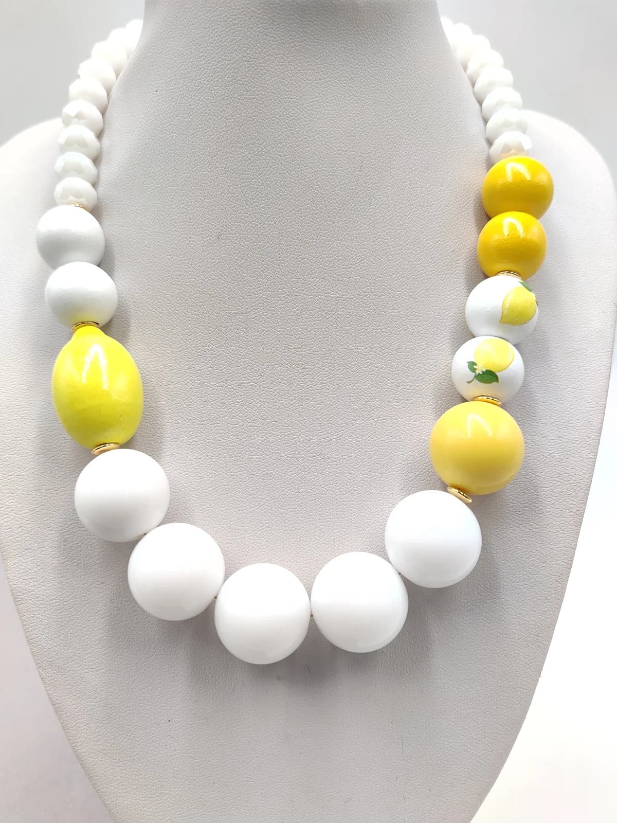 Necklace with Crystals, Acrylic and Wooden Beads by Magis Handmade Jewels