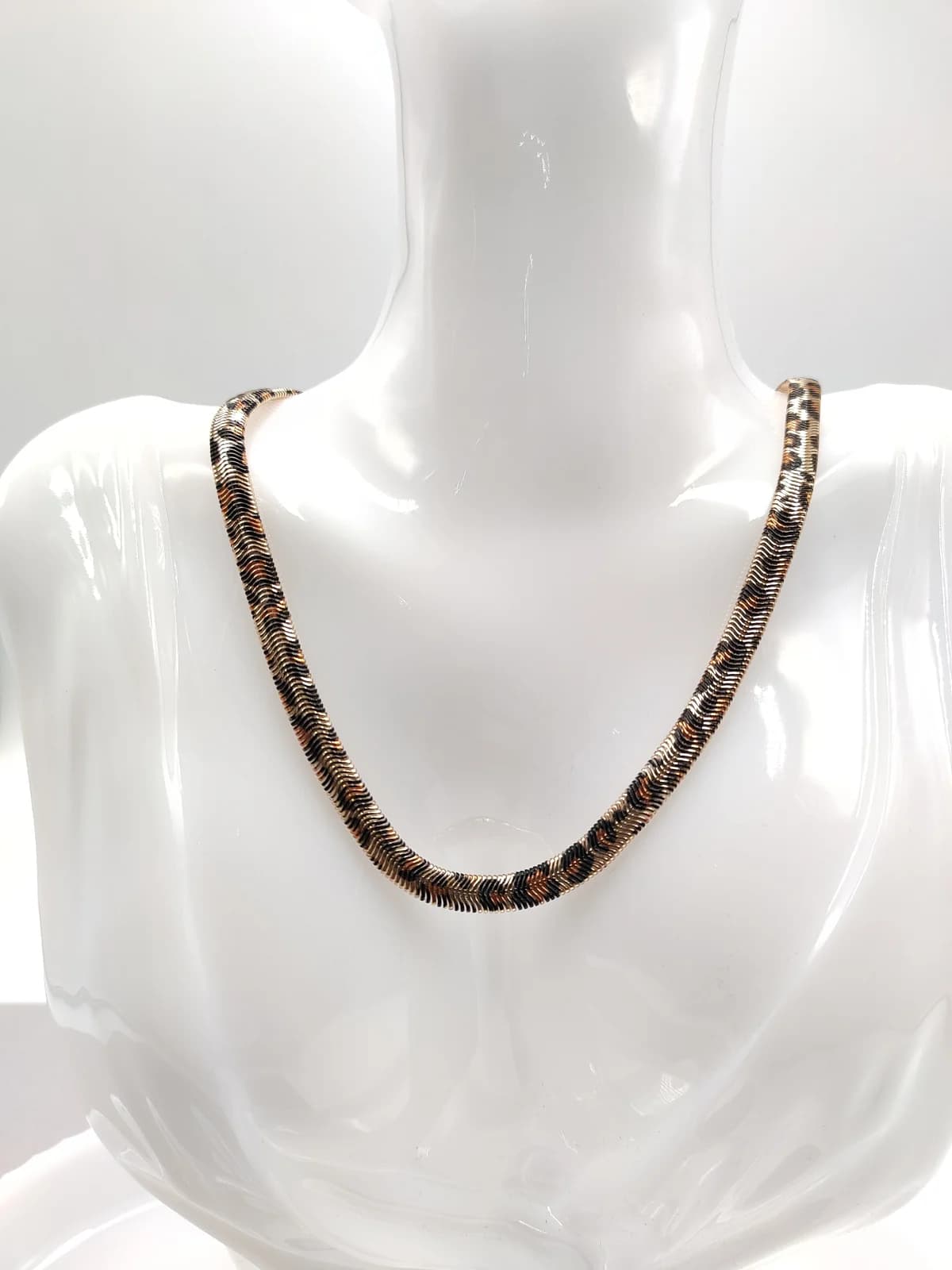 Gold-Plated Chain Necklace with Animal Print Snake by Magis Handmade Jewels