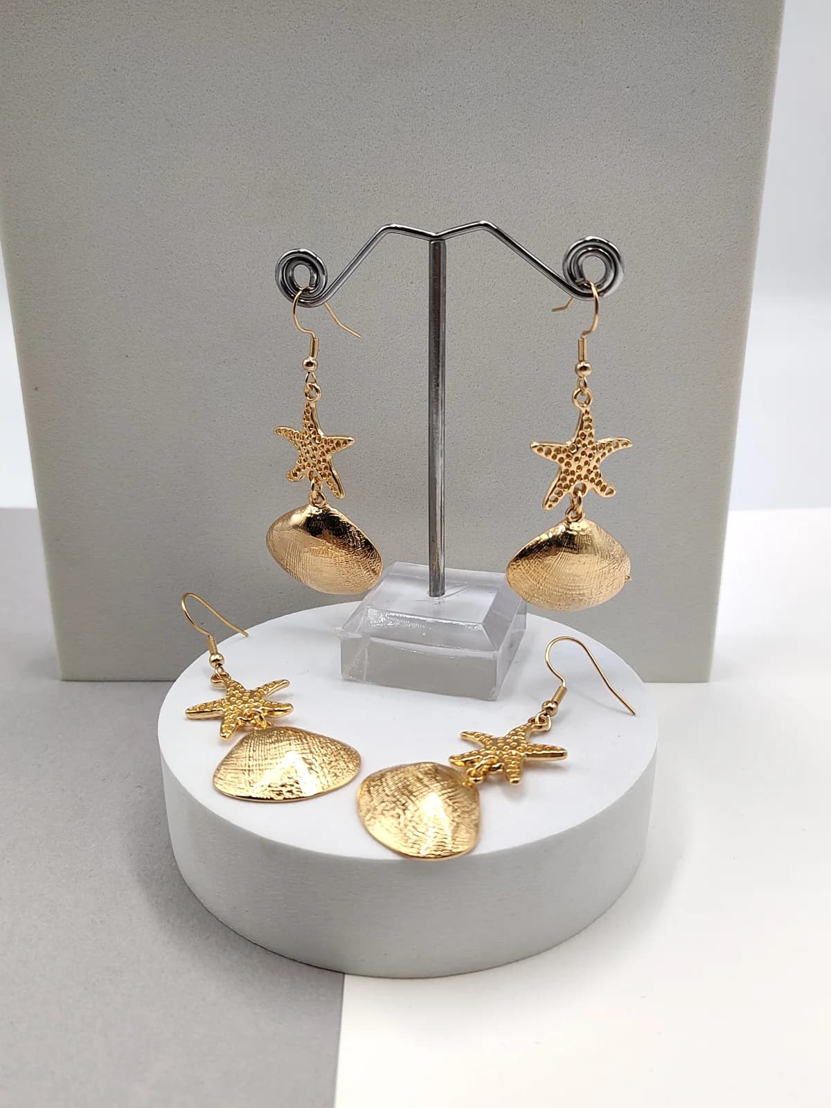Stainless Steel Earrings with Seashells and Starfish by Magis Handmade Jewels
