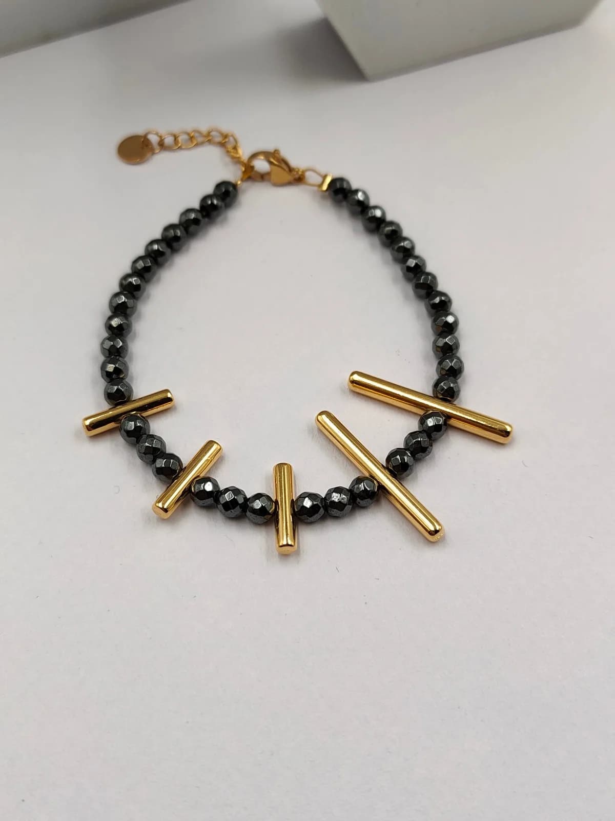 Bracelet with Hematite and Gold-Plated Bars by Magis Handmade Jewels
