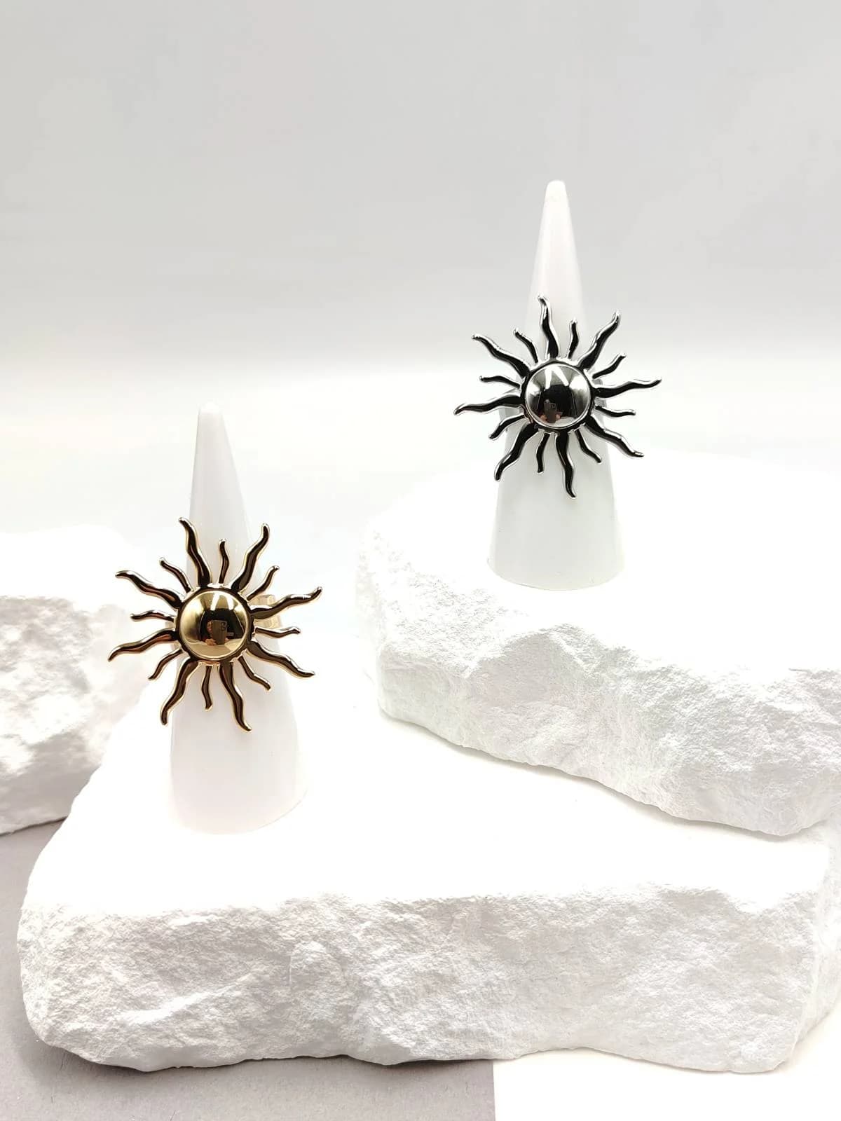 Stainless Steel Ring with Embossed Sun by Magis Handmade Jewels