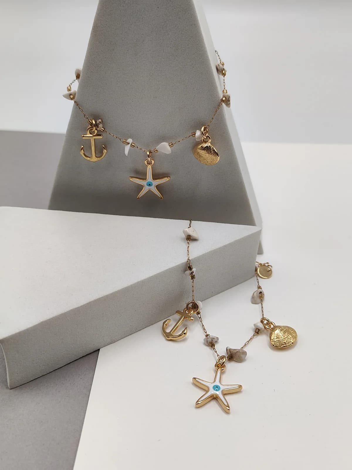 Stainless Steel Bracelet with Gold-Plated Details and Enamel by Magis Handmade Jewels