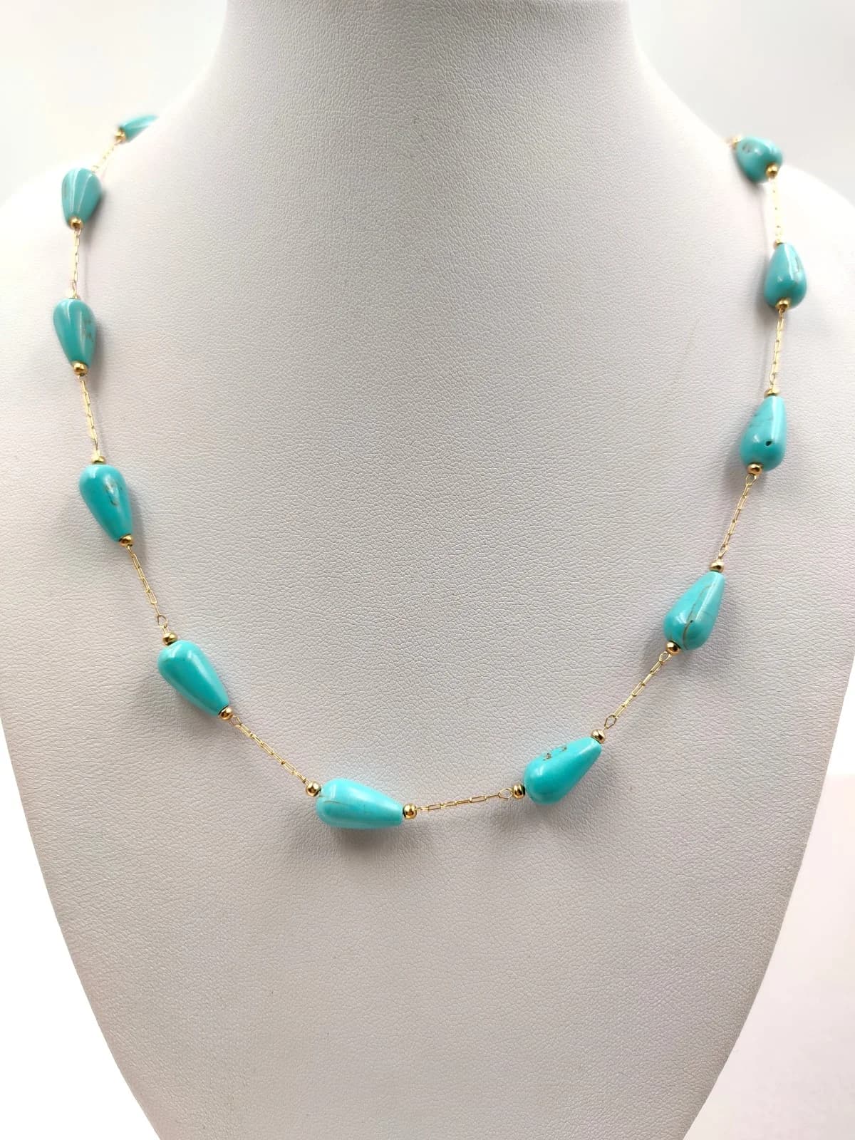 Stainless Steel Rosary Necklace with Howlite by Magis Handmade Jewels
