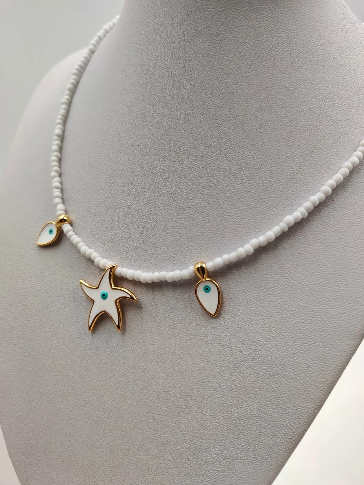 Necklace with Beads and Gold-Plated Enamel Details by Magis Handmade Jewels