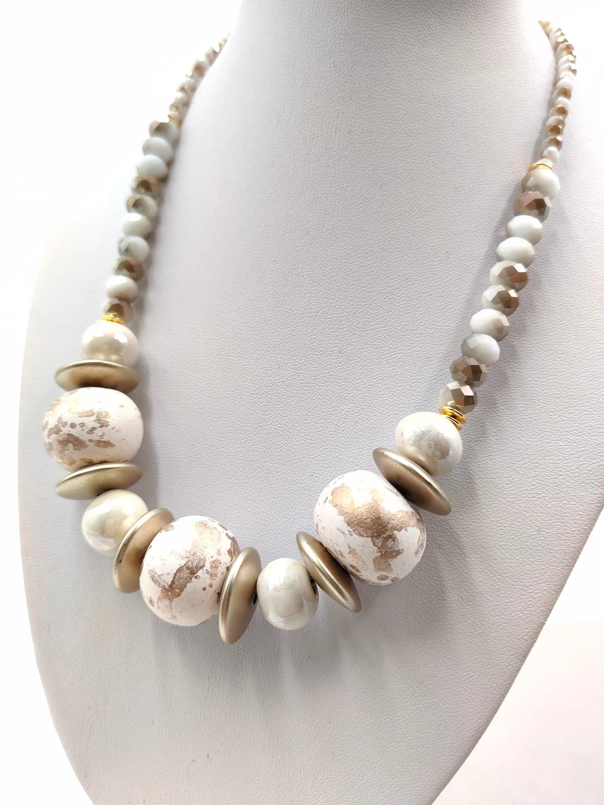 Necklace with Crystals, Ceramic and Acrylic Beads by Magis Handmade Jewels