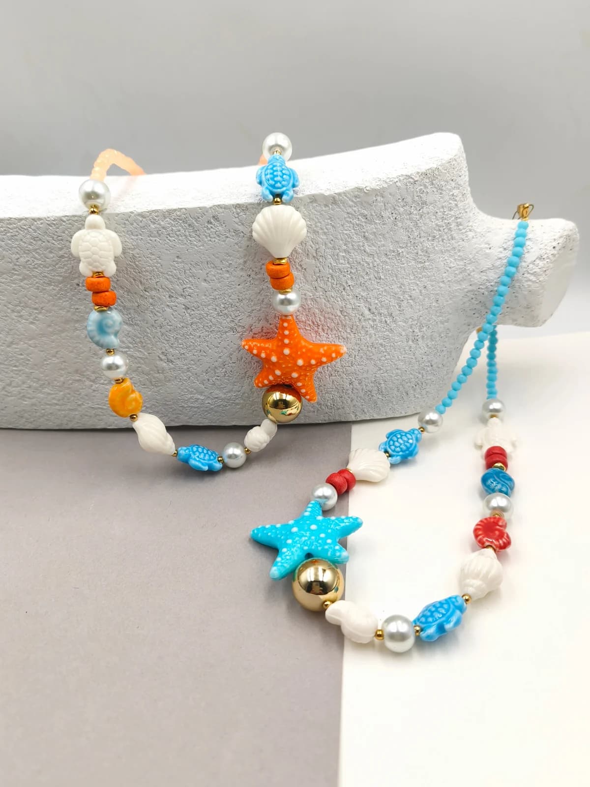 Necklace with Crystals, Ceramic and Acrylic Beads by Magis Handmade Jewels