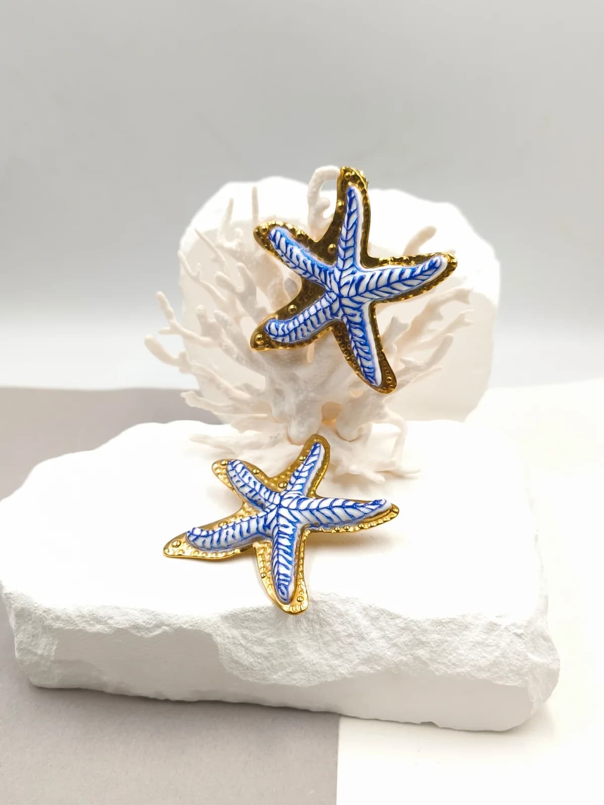 Stainless Steel Starfish Earrings with Enamel by Magis Handmade Jewels