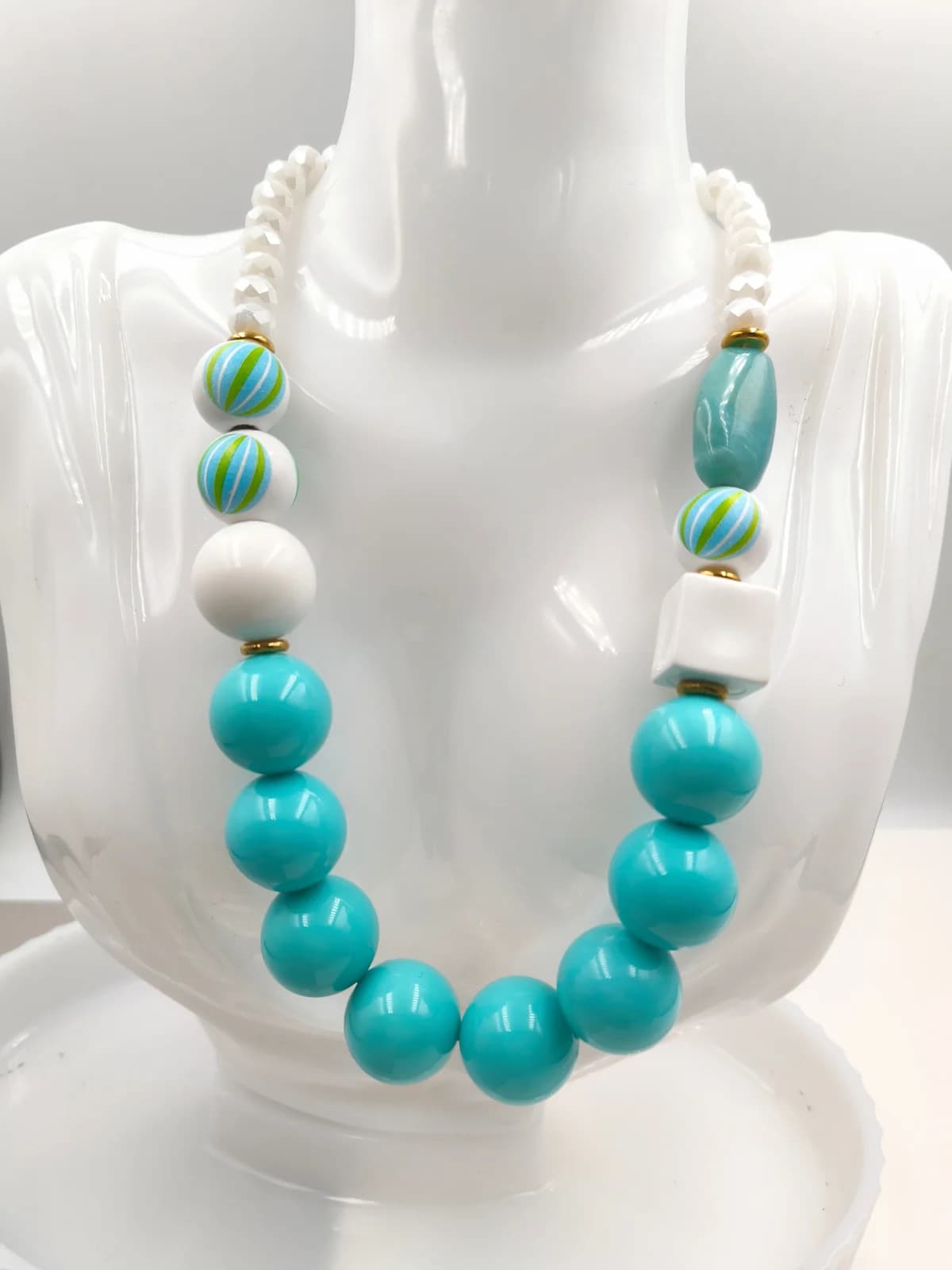 Necklace with Crystals, Wooden and Acrylic Beads by Magis Handmade Jewels