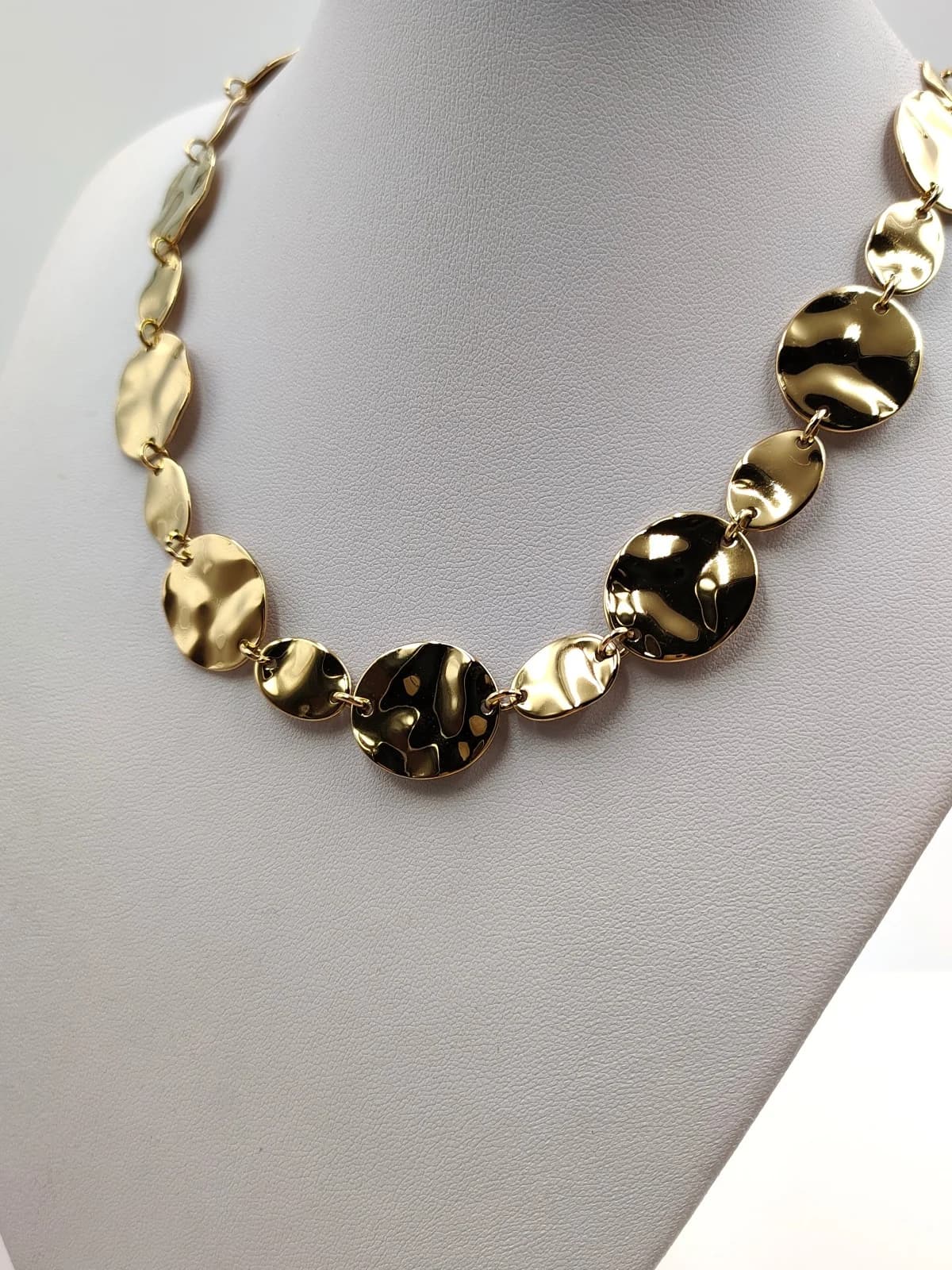 Stainless Steel Necklace with Hammered Circles by Magis Handmade Jewels