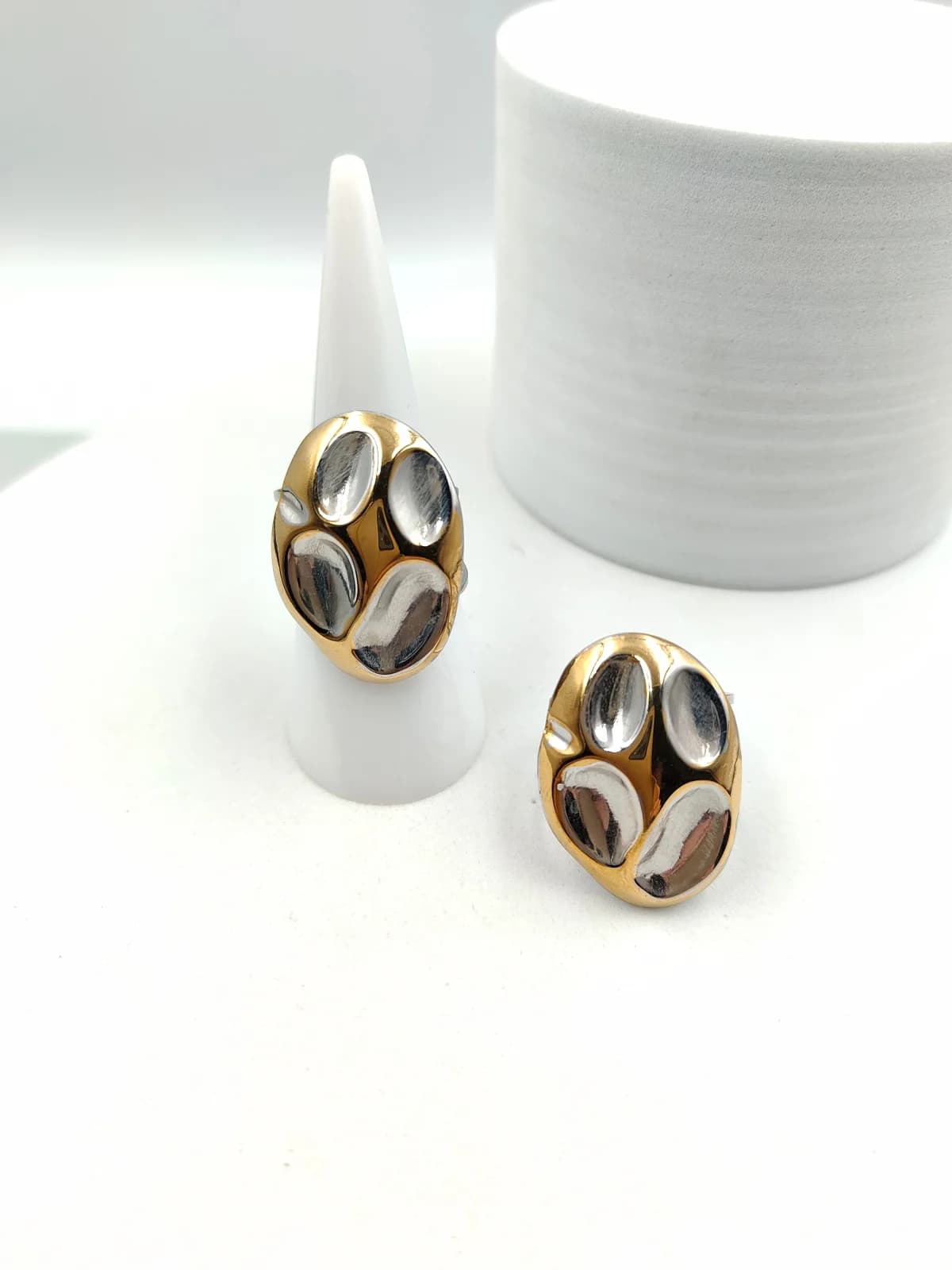 Stainless Steel Two-Tone Oval Ring by Magis Handmade Jewels