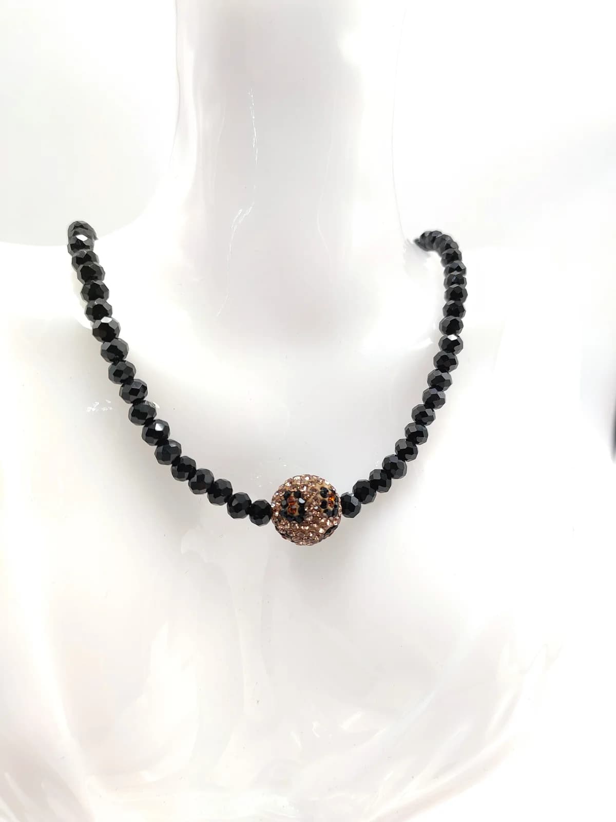Necklace with Crystal Beads and Rhinestones with Animal Print by Magis Handmade Jewels