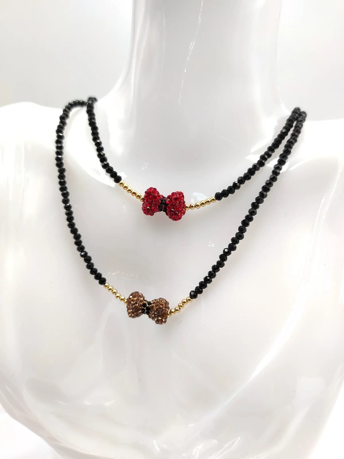 Necklace with Crystal Beads and Bow by Magis Handmade Jewels