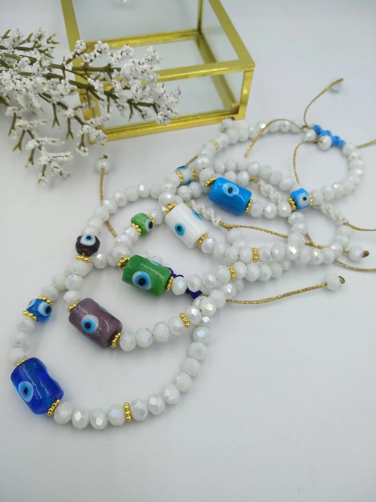 Bracelet with Crystals and Evil Eyes by Magis Handmade Jewels